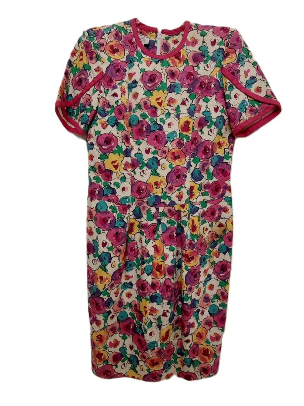Vintage TALBOTS DAVID WARREN 80s / 90s Cotton Floral Midi Dress M